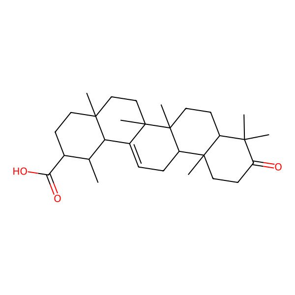 2D Structure of 1,4a,6a,6b,9,9,12a-Heptamethyl-10-oxo-1,2,3,4,5,6,6a,7,8,8a,11,12,13,14b-tetradecahydropicene-2-carboxylic acid