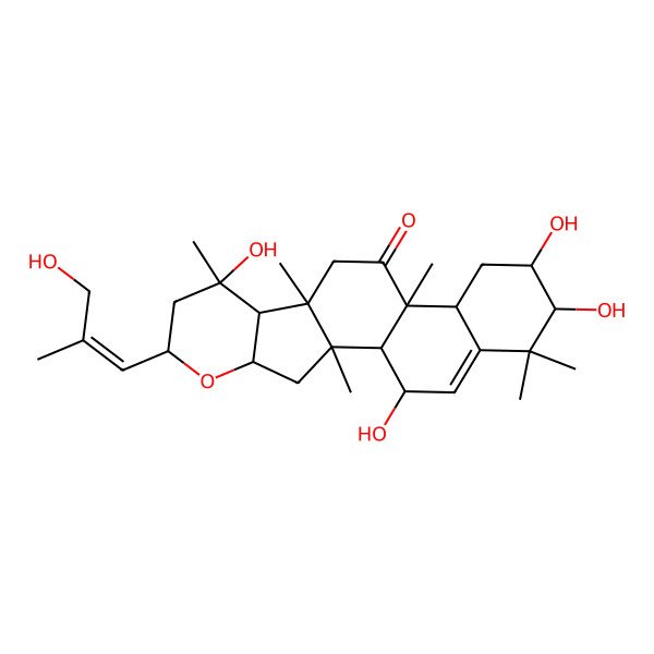 2D Structure of 8,16,17,21-Tetrahydroxy-6-(3-hydroxy-2-methylprop-1-enyl)-2,8,10,13,18,18-hexamethyl-5-oxapentacyclo[11.8.0.02,10.04,9.014,19]henicos-19-en-12-one