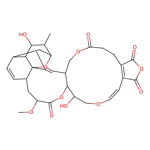 2D Structure of 19,32-Dihydroxy-23-methoxy-2,31-dimethyl-6,12,17,21,34-pentaoxahexacyclo[28.3.1.01,25.04,20.010,14.028,33]tetratriaconta-2,10(14),15,26-tetraene-7,11,13,22-tetrone