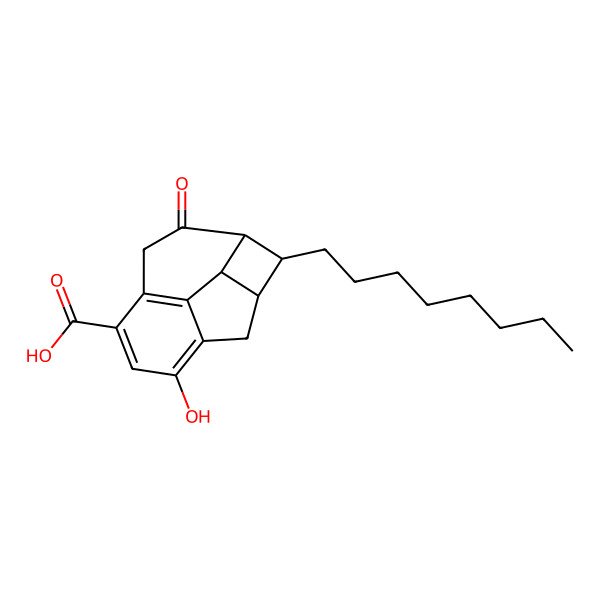 2D Structure of (1S,2S,3R,12S)-9-hydroxy-2-octyl-4-oxotetracyclo[8.2.1.03,12.06,11]trideca-6(11),7,9-triene-7-carboxylic acid