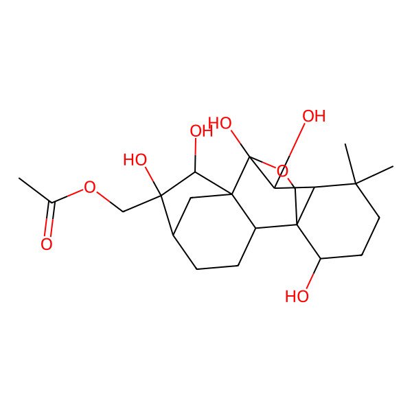 2D Structure of [(1S,2S,5R,6S,7S,8S,9S,10S,11R,15S)-6,7,9,10,15-pentahydroxy-12,12-dimethyl-17-oxapentacyclo[7.6.2.15,8.01,11.02,8]octadecan-6-yl]methyl acetate
