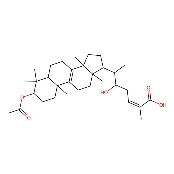 2D Structure of 6-(3-acetyloxy-4,4,10,13,14-pentamethyl-2,3,5,6,7,11,12,15,16,17-decahydro-1H-cyclopenta[a]phenanthren-17-yl)-5-hydroxy-2-methylhept-2-enoic acid