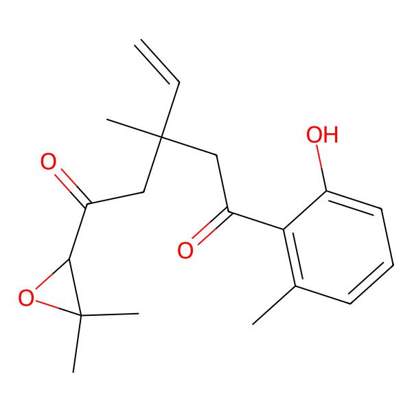2D Structure of (3S)-1-[(2R)-3,3-dimethyloxiran-2-yl]-3-ethenyl-5-(2-hydroxy-6-methylphenyl)-3-methylpentane-1,5-dione
