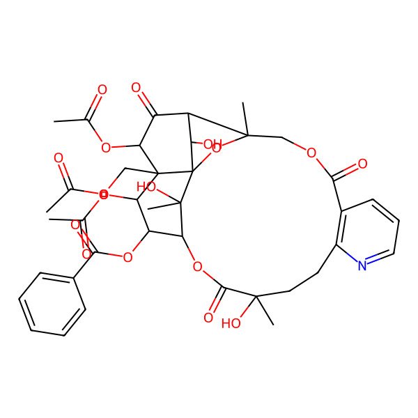 2D Structure of [20,22-Diacetyloxy-21-(acetyloxymethyl)-15,25,26-trihydroxy-3,15,26-trimethyl-6,16,23-trioxo-2,5,17-trioxa-11-azapentacyclo[16.7.1.01,21.03,24.07,12]hexacosa-7(12),8,10-trien-19-yl] benzoate