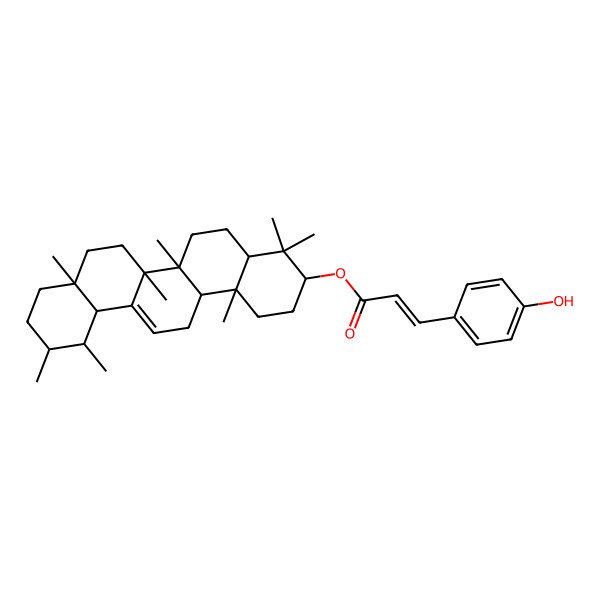 2D Structure of (4,4,6a,6b,8a,11,12,14b-octamethyl-2,3,4a,5,6,7,8,9,10,11,12,12a,14,14a-tetradecahydro-1H-picen-3-yl) 3-(4-hydroxyphenyl)prop-2-enoate