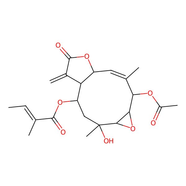 2D Structure of [(1S,2R,4R,5R,7R,8R,9Z,11S)-8-acetyloxy-4-hydroxy-4,9-dimethyl-14-methylidene-13-oxo-6,12-dioxatricyclo[9.3.0.05,7]tetradec-9-en-2-yl] (Z)-2-methylbut-2-enoate