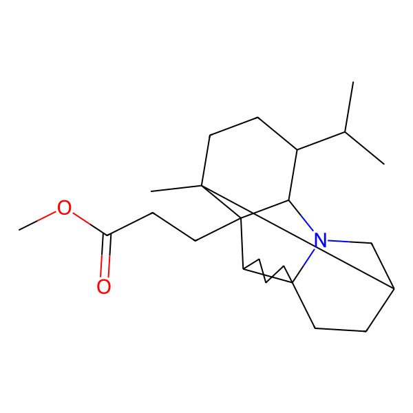 2D Structure of methyl 3-[(1S,2R,3S,7R,10S,13S,14R)-1-methyl-14-propan-2-yl-12-azapentacyclo[8.6.0.02,13.03,7.07,12]hexadecan-2-yl]propanoate