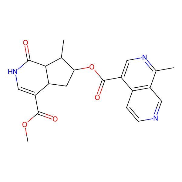 2D Structure of (4-Methoxycarbonyl-7-methyl-1-oxo-2,4a,5,6,7,7a-hexahydrocyclopenta[c]pyridin-6-yl) 1-methyl-2,7-naphthyridine-4-carboxylate