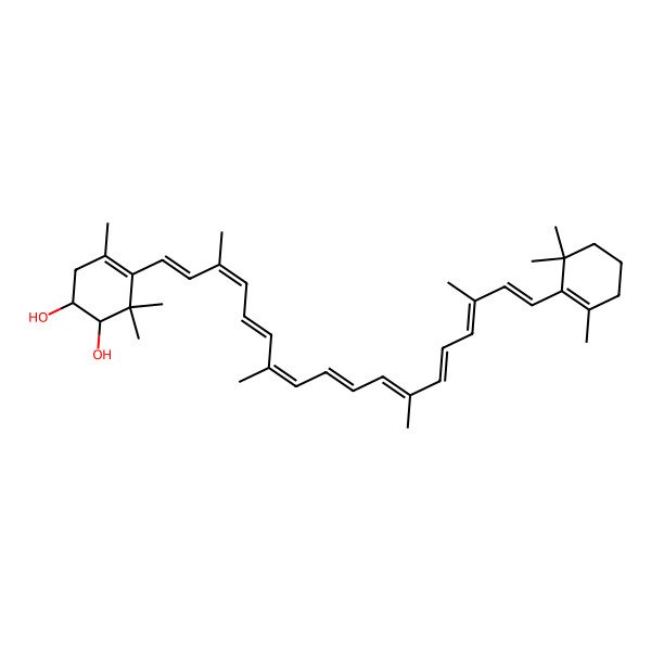 2D Structure of (1R,2R)-3,3,5-trimethyl-4-[(1E,3E,5E,7E,9E,11E,13E,15E,17E)-3,7,12,16-tetramethyl-18-(2,6,6-trimethylcyclohexen-1-yl)octadeca-1,3,5,7,9,11,13,15,17-nonaenyl]cyclohex-4-ene-1,2-diol