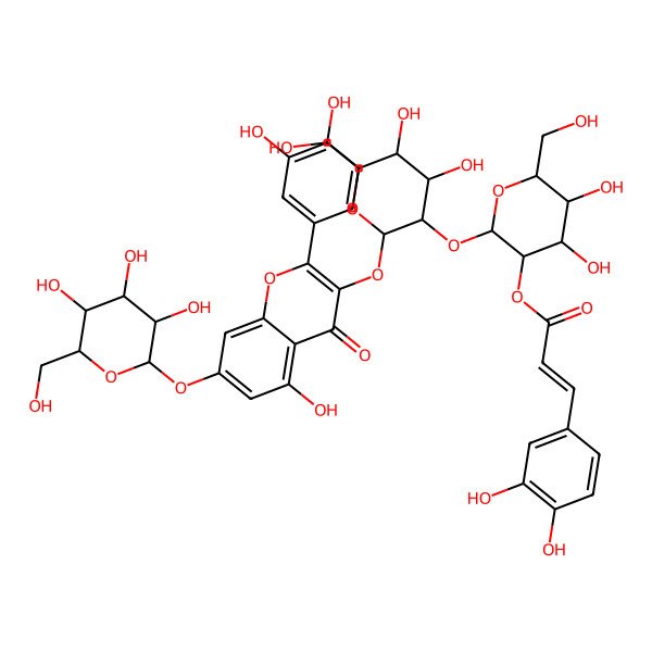 2D Structure of [(2S,3S,4S,5S,6R)-2-[(2S,3S,4S,5S,6R)-2-[2-(3,4-dihydroxyphenyl)-5-hydroxy-4-oxo-7-[(2S,3R,4S,5S,6S)-3,4,5-trihydroxy-6-(hydroxymethyl)oxan-2-yl]oxychromen-3-yl]oxy-4,5-dihydroxy-6-(hydroxymethyl)oxan-3-yl]oxy-4,5-dihydroxy-6-(hydroxymethyl)oxan-3-yl] (E)-3-(3,4-dihydroxyphenyl)prop-2-enoate