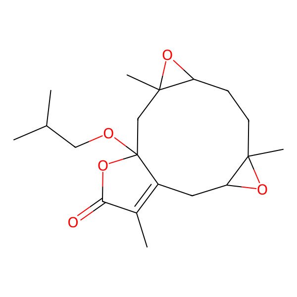 2D Structure of 5,10,15-Trimethyl-12-(2-methylpropoxy)-4,9,13-trioxatetracyclo[10.3.0.03,5.08,10]pentadec-1(15)-en-14-one
