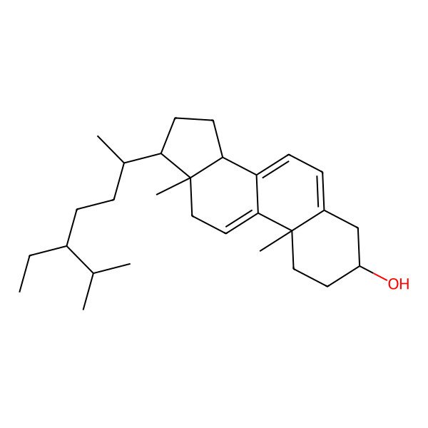2D Structure of (3S,10S,13R,14R,17R)-17-[(2R,5R)-5-ethyl-6-methylheptan-2-yl]-10,13-dimethyl-2,3,4,12,14,15,16,17-octahydro-1H-cyclopenta[a]phenanthren-3-ol