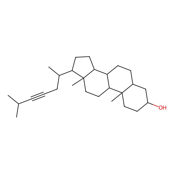 2D Structure of 10,13-dimethyl-17-(6-methylhept-4-yn-2-yl)-2,3,4,5,6,7,8,9,11,12,14,15,16,17-tetradecahydro-1H-cyclopenta[a]phenanthren-3-ol