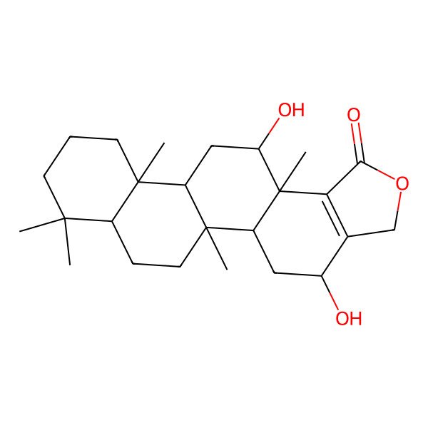 2D Structure of (4S,5aS,5bR,7aS,11aS,11bR,13R,13aS)-4,13-dihydroxy-5b,8,8,11a,13a-pentamethyl-4,5,5a,6,7,7a,9,10,11,11b,12,13-dodecahydro-3H-phenanthro[1,2-g][2]benzofuran-1-one