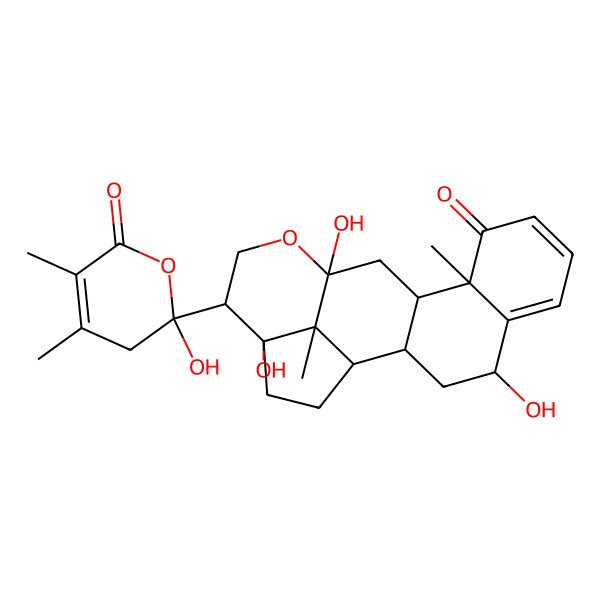 2D Structure of 4,13,17-trihydroxy-16-(2-hydroxy-4,5-dimethyl-6-oxo-3H-pyran-2-yl)-10,20-dimethyl-14-oxapentacyclo[11.6.1.02,11.05,10.017,20]icosa-5,7-dien-9-one