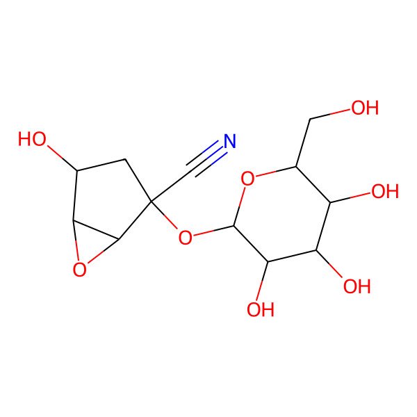 2D Structure of (1S,2S,4R,5S)-4-hydroxy-2-[(2S,3R,4S,5S,6R)-3,4,5-trihydroxy-6-(hydroxymethyl)oxan-2-yl]oxy-6-oxabicyclo[3.1.0]hexane-2-carbonitrile