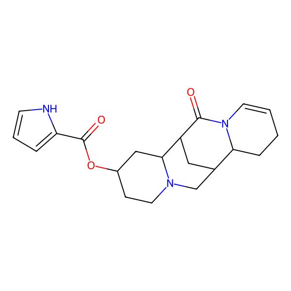 2D Structure of [(1S,2S,4S,9R,10S)-16-oxo-7,15-diazatetracyclo[7.7.1.02,7.010,15]heptadec-13-en-4-yl] 1H-pyrrole-2-carboxylate