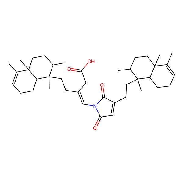 2D Structure of 5-(1,2,4a,5-Tetramethyl-2,3,4,7,8,8a-hexahydronaphthalen-1-yl)-3-[[3-[2-(1,2,4a,5-tetramethyl-2,3,4,7,8,8a-hexahydronaphthalen-1-yl)ethyl]-2,5-dioxopyrrol-1-yl]methylidene]pentanoic acid