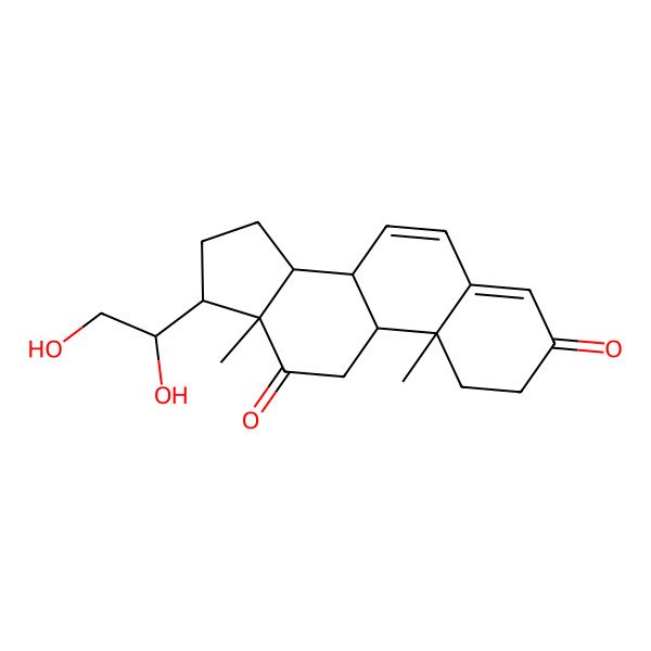 2D Structure of 17-(1,2-dihydroxyethyl)-10,13-dimethyl-2,8,9,11,14,15,16,17-octahydro-1H-cyclopenta[a]phenanthrene-3,12-dione