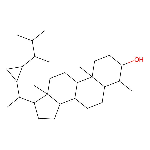 2D Structure of 4,10,13-trimethyl-17-[1-[2-(3-methylbutan-2-yl)cyclopropyl]ethyl]-2,3,4,5,6,7,8,9,11,12,14,15,16,17-tetradecahydro-1H-cyclopenta[a]phenanthren-3-ol
