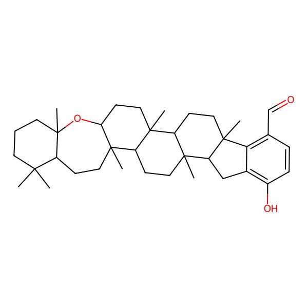 2D Structure of (1R,2S,5S,13S,14R,17R,18S,21S,26S,28S)-10-hydroxy-1,5,14,18,22,22,26-heptamethyl-27-oxaheptacyclo[15.13.0.02,14.05,13.06,11.018,28.021,26]triaconta-6,8,10-triene-7-carbaldehyde