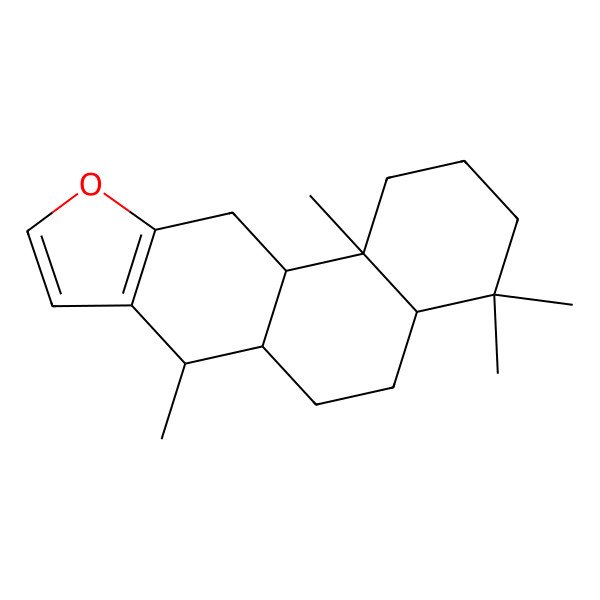2D Structure of (4aS,6aS,7R,11aS,11bR)-4,4,7,11b-tetramethyl-1,2,3,4a,5,6,6a,7,11,11a-decahydronaphtho[2,1-f][1]benzofuran