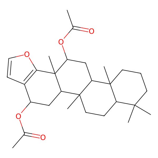 2D Structure of [(4S,5aS,5bR,7aS,11aS,11bR,13S,13aR)-13-acetyloxy-5b,8,8,11a,13a-pentamethyl-4,5,5a,6,7,7a,9,10,11,11b,12,13-dodecahydrophenanthro[1,2-g][1]benzofuran-4-yl] acetate