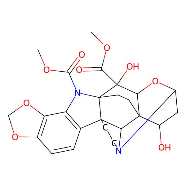 2D Structure of dimethyl (1S,2R,6R,17S,18R,19R,21S,23S)-18,23-dihydroxy-11,13,20-trioxa-3,16-diazaoctacyclo[15.6.2.01,19.02,6.03,21.06,17.07,15.010,14]pentacosa-7(15),8,10(14)-triene-16,18-dicarboxylate