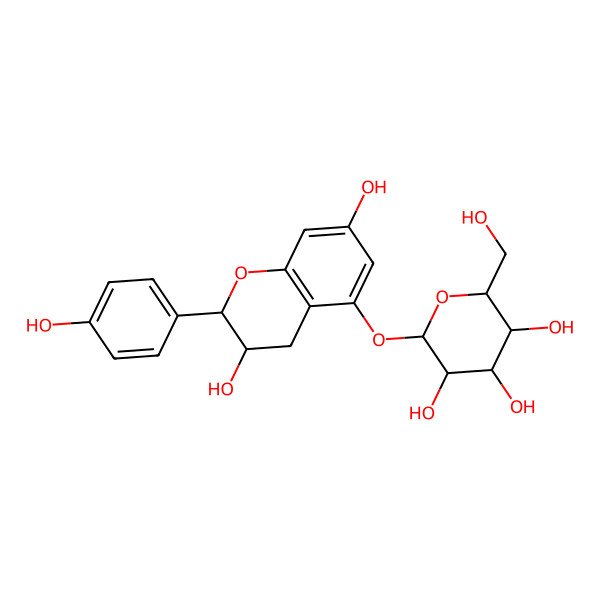 2D Structure of (2S,3R,4S,5S,6R)-2-[[(2R,3S)-3,7-dihydroxy-2-(4-hydroxyphenyl)-3,4-dihydro-2H-chromen-5-yl]oxy]-6-(hydroxymethyl)oxane-3,4,5-triol