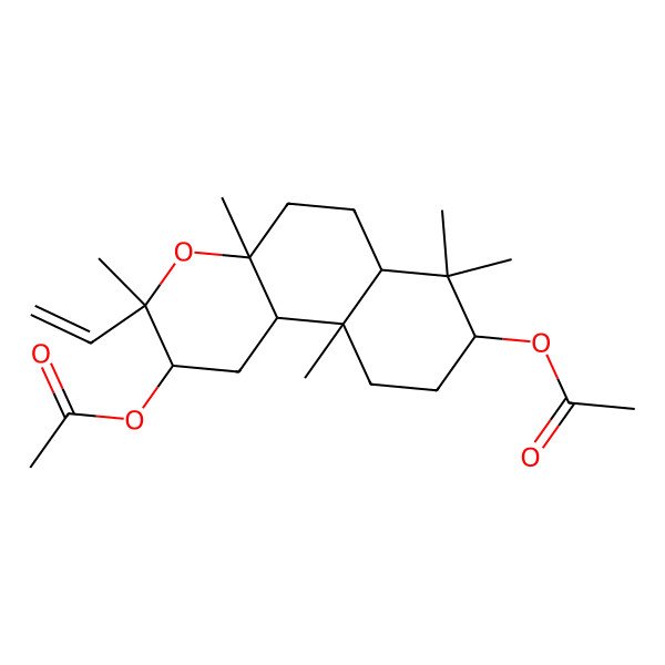 2D Structure of [(2R,3S,4aS,6aS,8R,10aR,10bS)-2-acetyloxy-3-ethenyl-3,4a,7,7,10a-pentamethyl-2,5,6,6a,8,9,10,10b-octahydro-1H-benzo[f]chromen-8-yl] acetate