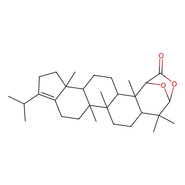 2D Structure of 2,7,14,15,19,19-Hexamethyl-10-propan-2-yl-21,23-dioxahexacyclo[18.2.1.02,18.03,15.06,14.07,11]tricos-10-en-22-one