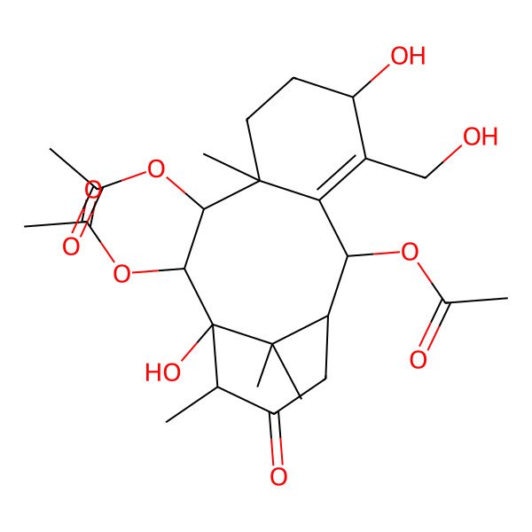 2D Structure of [9,10-Diacetyloxy-5,11-dihydroxy-4-(hydroxymethyl)-8,12,15,15-tetramethyl-13-oxo-2-tricyclo[9.3.1.03,8]pentadec-3-enyl] acetate