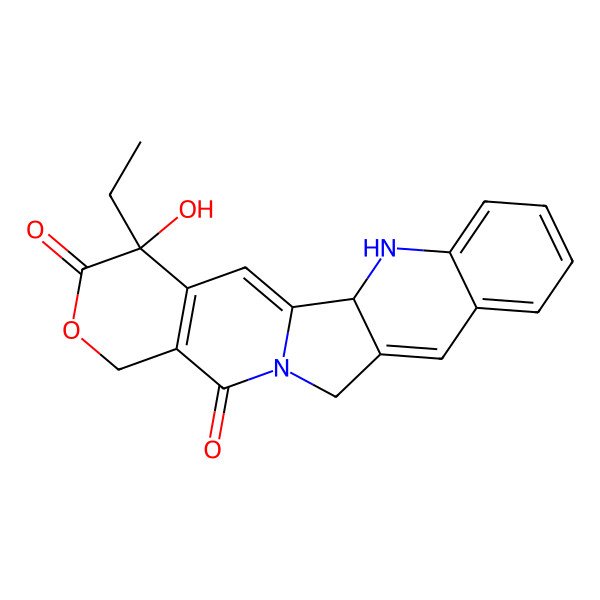 2D Structure of (2S,19S)-19-ethyl-19-hydroxy-17-oxa-3,13-diazapentacyclo[11.8.0.02,11.04,9.015,20]henicosa-1(21),4,6,8,10,15(20)-hexaene-14,18-dione