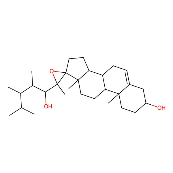 2D Structure of 3'-(1-Hydroxy-2,3,4-trimethylpentyl)-3',10,13-trimethylspiro[1,2,3,4,7,8,9,11,12,14,15,16-dodecahydrocyclopenta[a]phenanthrene-17,2'-oxirane]-3-ol
