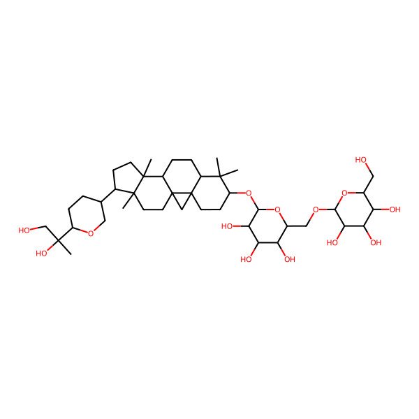 2D Structure of (2R,3R,4S,5S,6R)-2-[[(2R,3S,4S,5R,6R)-6-[[(1S,3R,6S,8R,11S,12S,15R,16R)-15-[(3R,6R)-6-[(2S)-1,2-dihydroxypropan-2-yl]oxan-3-yl]-7,7,12,16-tetramethyl-6-pentacyclo[9.7.0.01,3.03,8.012,16]octadecanyl]oxy]-3,4,5-trihydroxyoxan-2-yl]methoxy]-6-(hydroxymethyl)oxane-3,4,5-triol