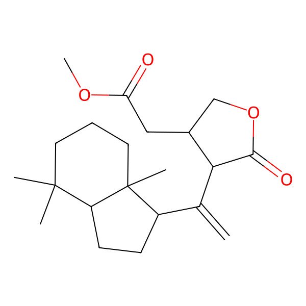 2D Structure of methyl 2-[4-[1-(4,4,7a-trimethyl-2,3,3a,5,6,7-hexahydro-1H-inden-1-yl)ethenyl]-5-oxooxolan-3-yl]acetate