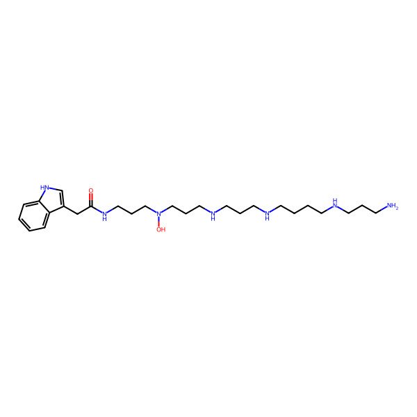 2D Structure of N-(20-Amino-4-hydroxy-4,8,12,17-tetraazaeicos-1-yl)-1H-indole-3-acetamide