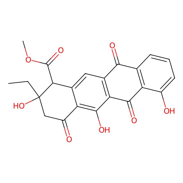 2D Structure of Methyl (1R,2R)-2-ethyl-1,2,3,4,6,11-hexahydro-2,5,7-trihydroxy-4,6,11-trioxo-1-naphthacenecarboxylate