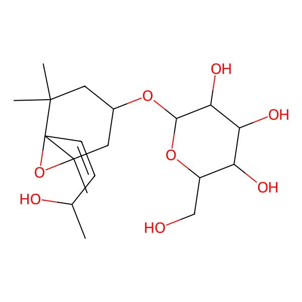 2D Structure of (2R,3R,4S,5S,6R)-2-[[(1R,3S,6S)-6-[(E)-3-hydroxybut-1-enyl]-1,5,5-trimethyl-7-oxabicyclo[4.1.0]heptan-3-yl]oxy]-6-(hydroxymethyl)oxane-3,4,5-triol