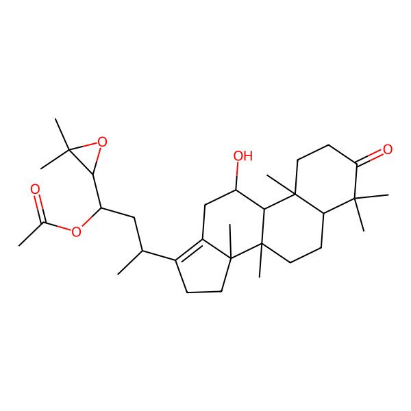 2D Structure of [1-(3,3-Dimethyloxiran-2-yl)-3-(11-hydroxy-4,4,8,10,14-pentamethyl-3-oxo-1,2,5,6,7,9,11,12,15,16-decahydrocyclopenta[a]phenanthren-17-yl)butyl] acetate