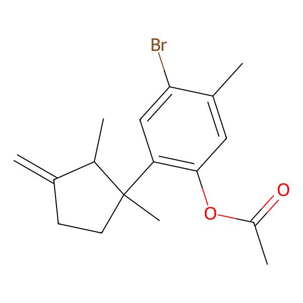 2D Structure of 4-Bromo-2-[(1R,2S)-1,2-dimethyl-3-methylidenecyclopentyl]-5-methylphenyl acetate