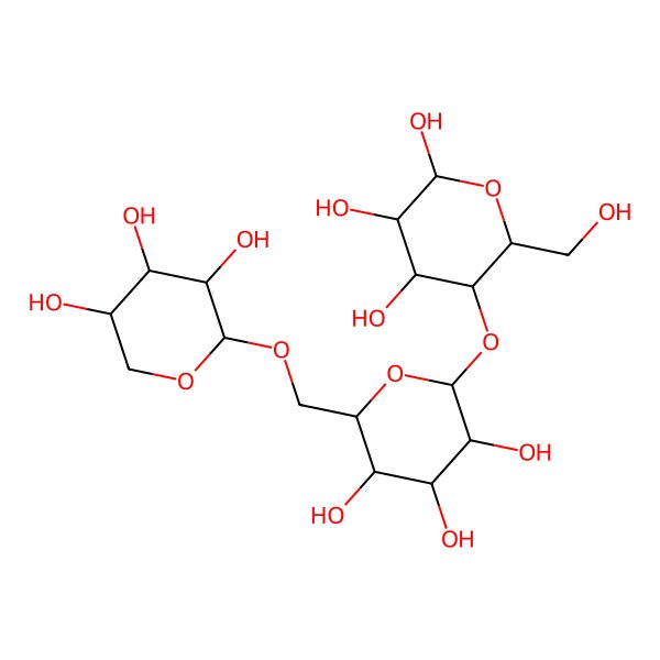 2D Structure of alpha-D-Xylopyranosyl-(1->6)-beta-D-glucopyranosyl-(1->4)-D-glucose