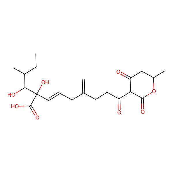 2D Structure of (E,2S)-2-hydroxy-2-((1R,2S)-1-hydroxy-2-methylbutyl)-9-((6R)-6-methyl-2,4-dioxooxan-3-yl)-6-methylidene-9-oxonon-3-enoic acid