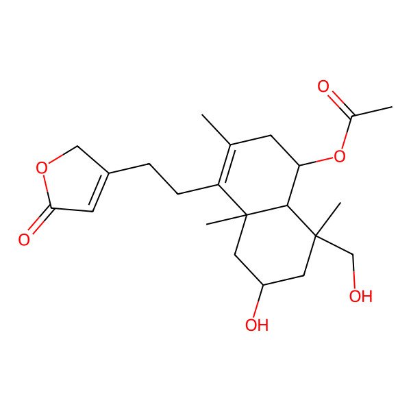 2D Structure of [(1S,4aS,6R,8S,8aR)-6-hydroxy-8-(hydroxymethyl)-3,4a,8-trimethyl-4-[2-(5-oxo-2H-furan-3-yl)ethyl]-1,2,5,6,7,8a-hexahydronaphthalen-1-yl] acetate