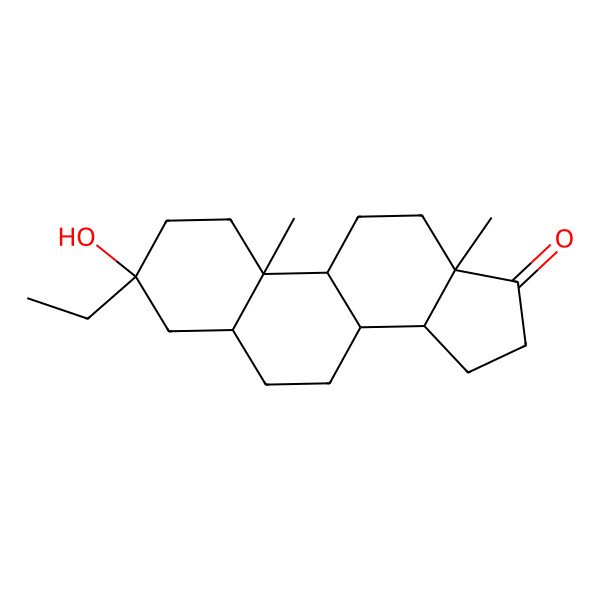 2D Structure of Androstan-17-one, 3-ethyl-3-hydroxy-, (5alpha)-