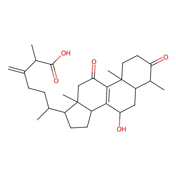 2D Structure of 7beta,14alpha-Dihydroxy-3,11-dioxo-4alpha-methylergosta-8,24(28)-dien-26-oic acid