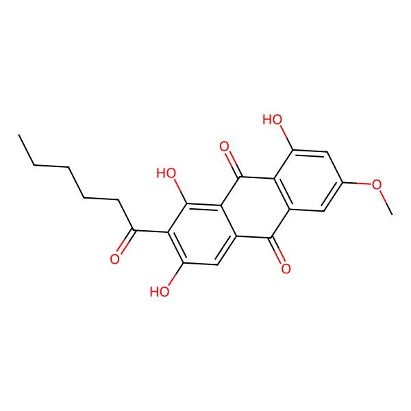 2D Structure of Anthraquinone, 2-hexanoyl-1,3,8-trihydroxy-6-methoxy-