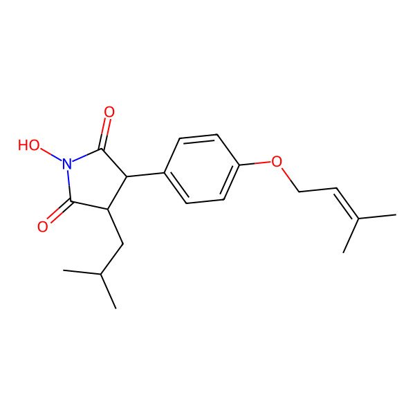2D Structure of 3R*,4S*-1-hydroxy-3-isobutyl-4-(4-(3-methyl-2-butenyloxy)phenyl)pyrrolidine-2,5-dione