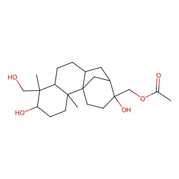 2D Structure of [(1S,2S,5R,6R,7R,10S,12R,13R)-5,13-dihydroxy-6-(hydroxymethyl)-2,6-dimethyl-13-tetracyclo[10.3.1.01,10.02,7]hexadecanyl]methyl acetate