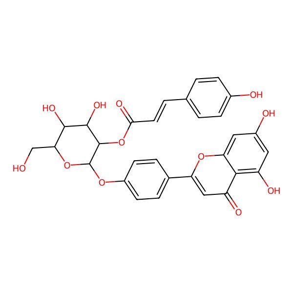 2D Structure of apigenin-4''-O-(2''''-O-p-coumaroyl)-beta-D-glucopyranoside